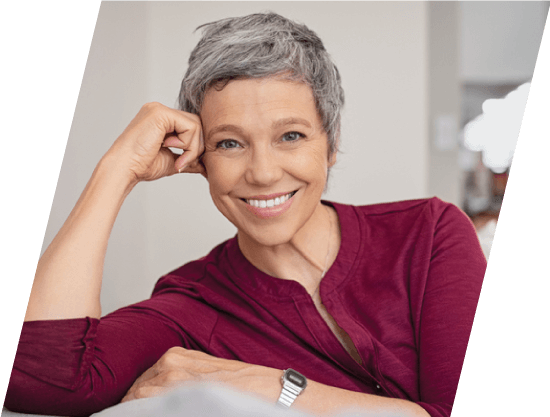 Woman with dental implants smiling