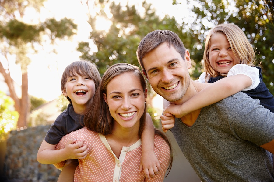 preventive dental care, pediatric dental care, young smiling family